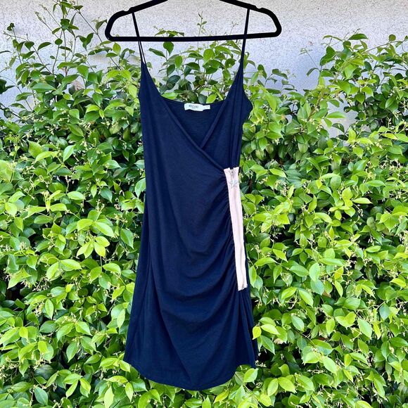 Moschino Jeans Mini Dress Black Logo Zip Side Size 8 fits Medium and Small - Picture 8 of 10